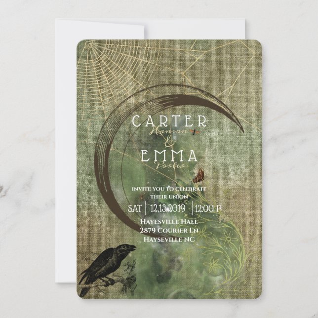 Witch Wicca Spells and Webs Wedding Invitation (Front)