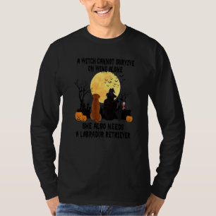 Witch Wine And Labrador Retriever Dog Mum Hallowee T-Shirt