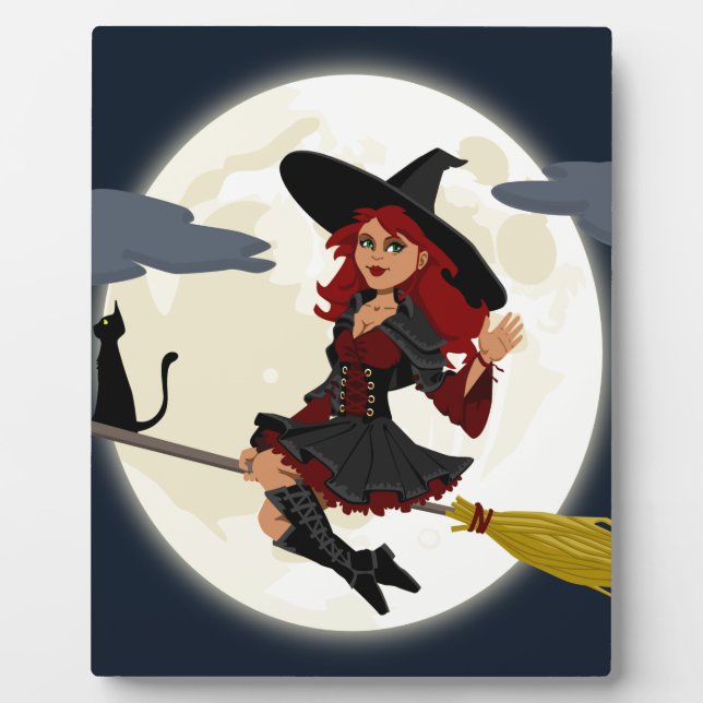 witch witchcraft broomstick broom plaque (Front)