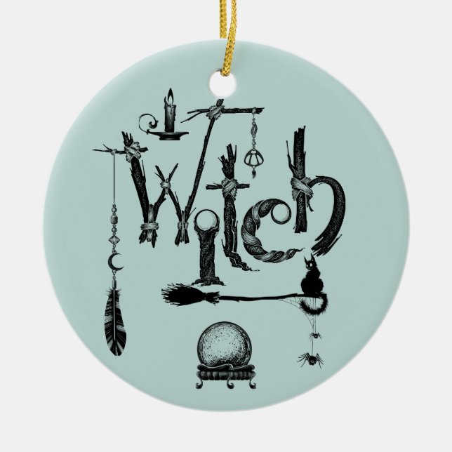 Witch Witchy Witches Ceramic Tree Decoration (Front)