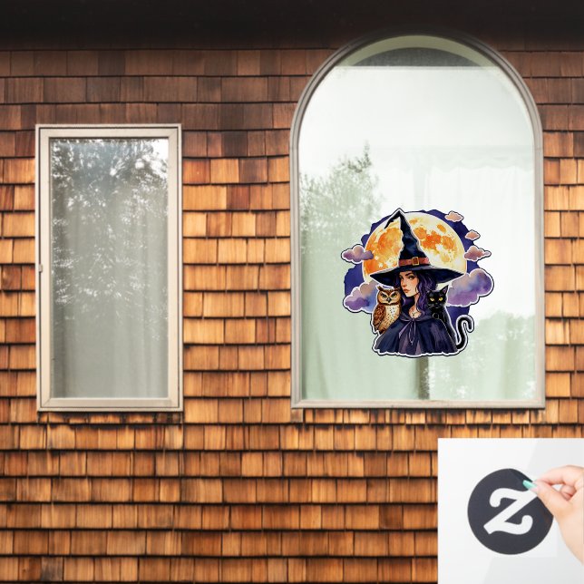 Witch with a Cat and an Owl - Halloween Fan Fun 2 (Home Window)