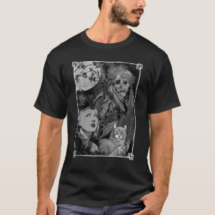 Witch with a Cat and The reaper Occult dark Gothic T-Shirt