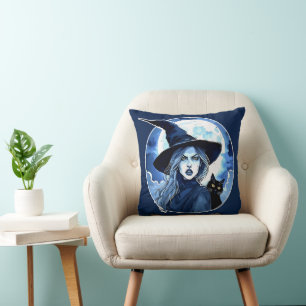 Witch with a Cat - Wicca Halloween 2 Cushion
