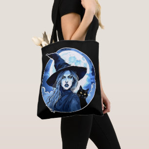 Witch with a Cat - Wicca Halloween 2 Tote Bag
