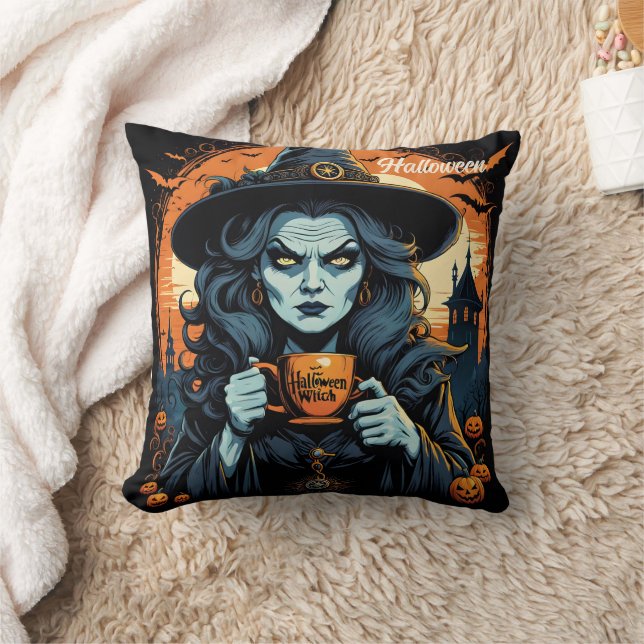 Witch with a potion on Halloween night Cushion (Blanket)