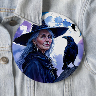 Witch with a Raven - Halloween Fan Fun 1 6 Cm Round Badge