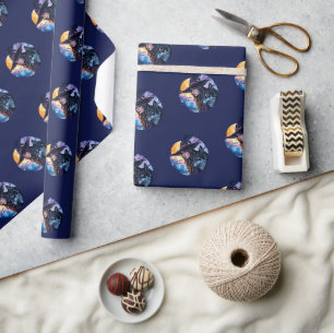 Witch with a Wolf - Halloween Fan Fun 1 Wrapping Paper
