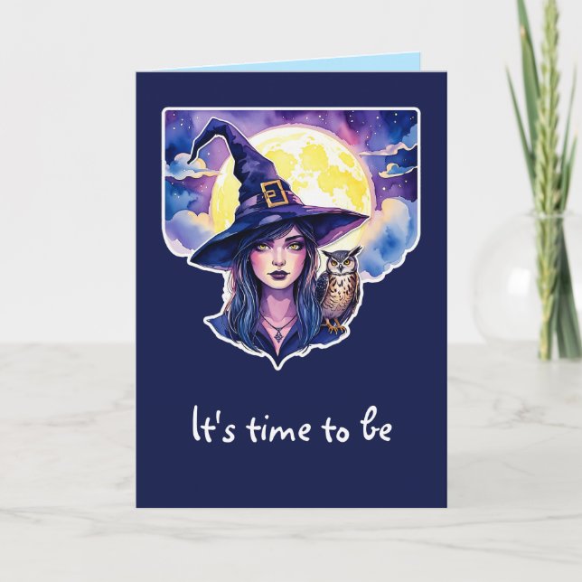 Witch with an Owl - Halloween Fan Fun 1 Card (Front)