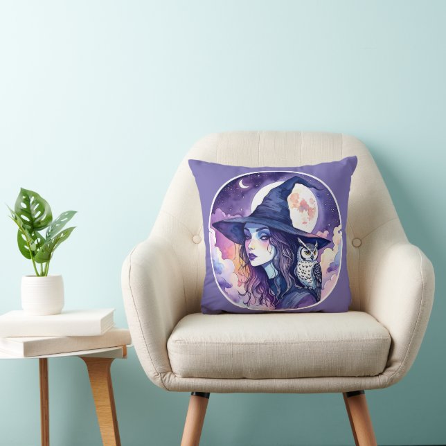 Witch with an Owl - Halloween Fan Fun 2 Cushion (Chair)