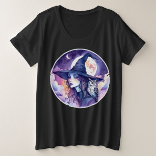 Witch with an Owl - Halloween Fan Fun 2 Plus Size T-Shirt