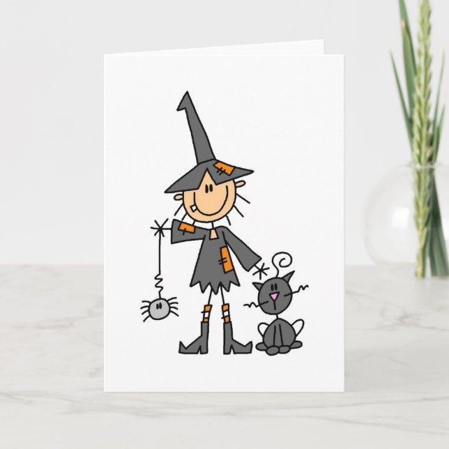 Witch with Black Cat Card (Front)