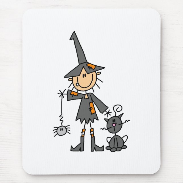 Witch with Black Cat Mouse Pad (Front)