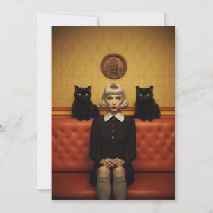 Witch with black cats holiday card