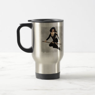 Witch with Broom Travel Mug