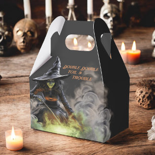Witch with Burning Cauldron Halloween Favour Box