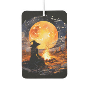 Witch with Candles and Fire - Wicca Halloween 1 Car Air Freshener