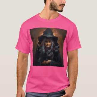 Witch with cats Halloween friend T-Shirt