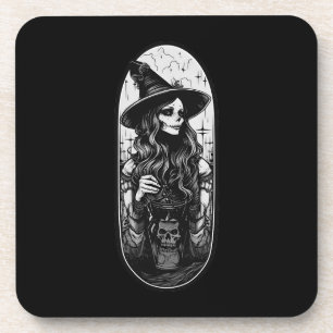 Witch with lantern Halloween Coaster