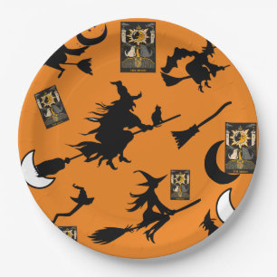 Witch wizard blackcat moon bloomstick paper plate