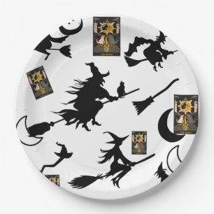 Witch wizard blackcat moon bloomstick paper plate