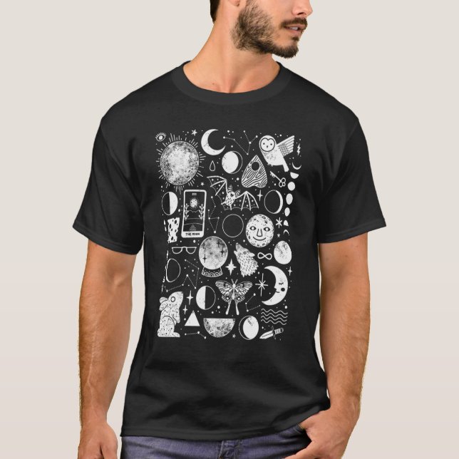 Witchcraft Celestial Sun Moon Witchy Wiccan Magick T-Shirt (Front)