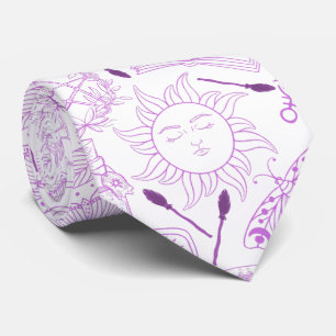 witchcraft pattern 2506.Purple. White BG Tie