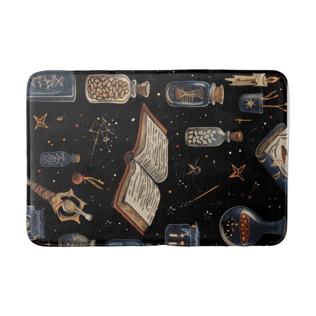 Witchcraft Potion Pattern – Halloween Magic Bath Mat (Front)