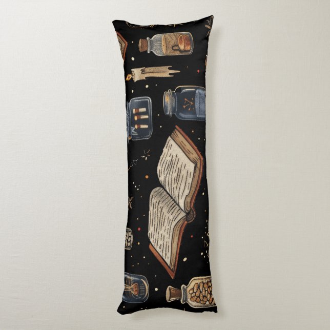 Witchcraft Potion Pattern – Halloween Magic Body Cushion (Back (Vertical))