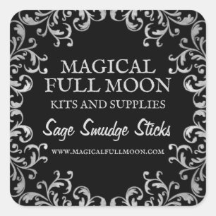 Witchcraft Smudging Stick Labels Black Silver