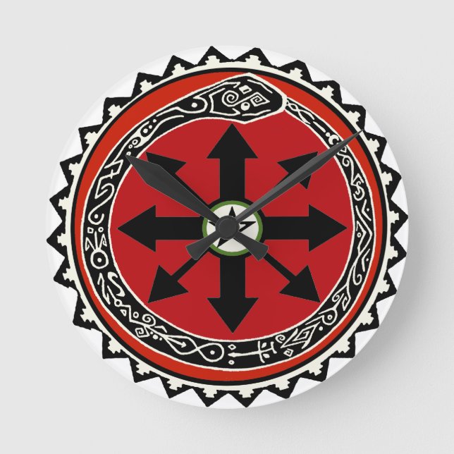 Witchcraft Symbol for Chaos Round Clock (Front)
