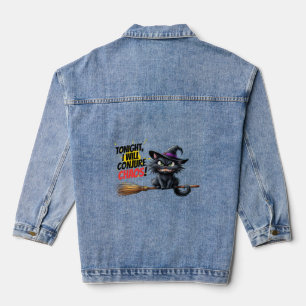 Witcher's Chaos: Black Cats in Action Denim Jacket