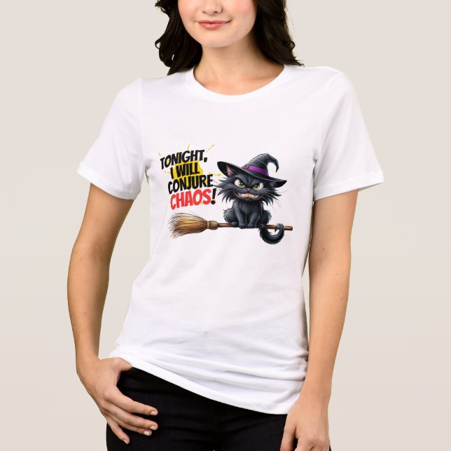 Witcher's Chaos: Black Cats in Action Tri-Blend Shirt (Front)
