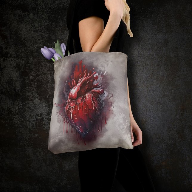 Witchery | Heart with Red and Gold Bleeding Drip Tote Bag (Creator Uploaded)