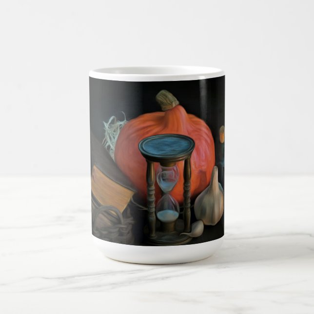 Witchery objects on a table in a dark room coffee mug (Center)