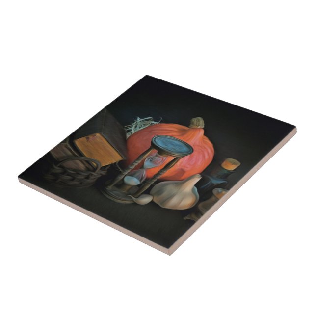 Witchery objects on a table in a dark room tile (Side)
