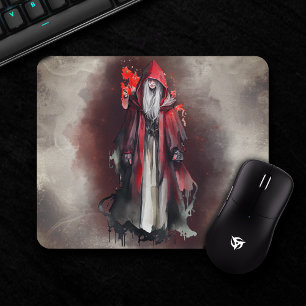 Witchery   Red Witch with Dark Evil Gothic Shadows Mouse Pad