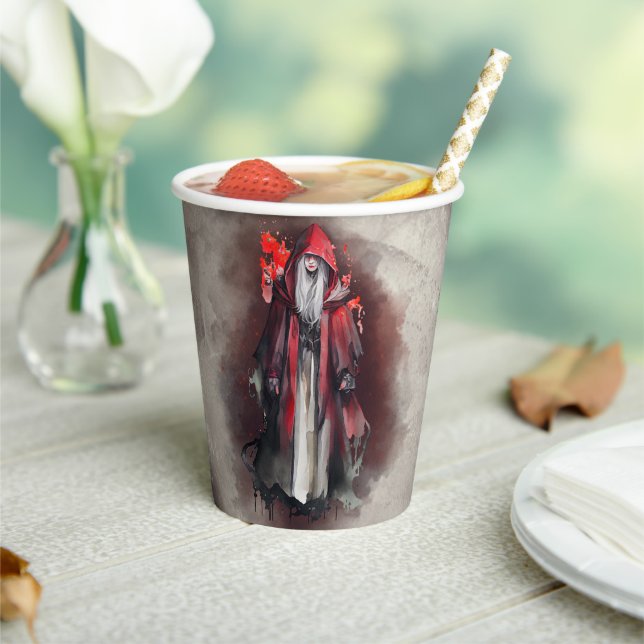 Witchery | Red Witch with Dark Evil Gothic Shadows Paper Cups (Insitu)