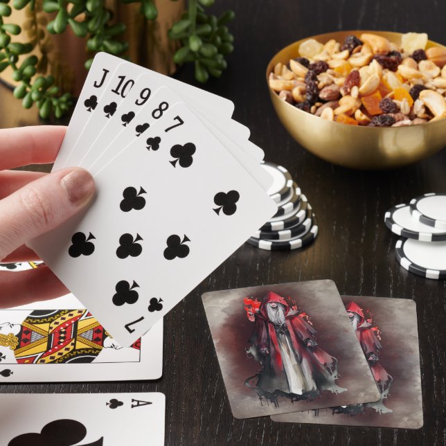 Witchery | Red Witch with Dark Evil Gothic Shadows Playing Cards (In Situ)