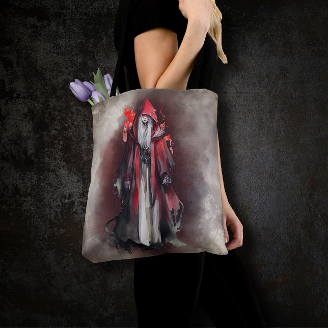 Witchery | Red Witch with Dark Evil Gothic Shadows Tote Bag (Creator Uploaded)