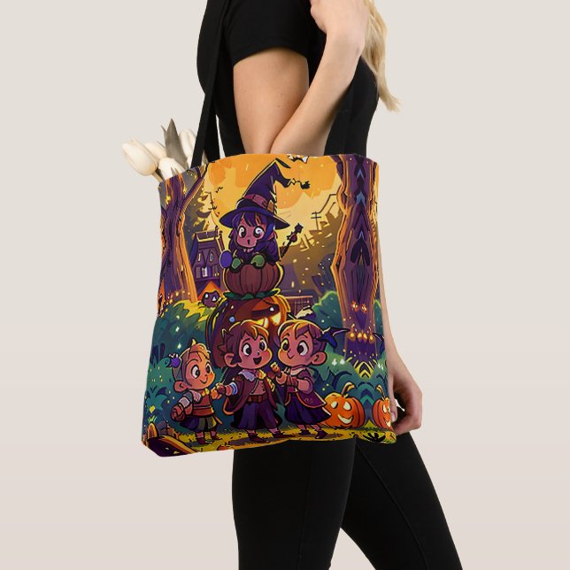 Witches and Kids Garden Party: Halloween Theme  Tote Bag (Close Up)