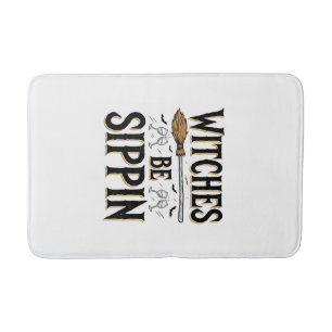 Witches Be Sippin Vintage Halloween Drink Shirt_1 Bath Mat
