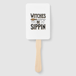 Witches Be Sippin Vintage Halloween Drink Shirt_1 Hand Fan