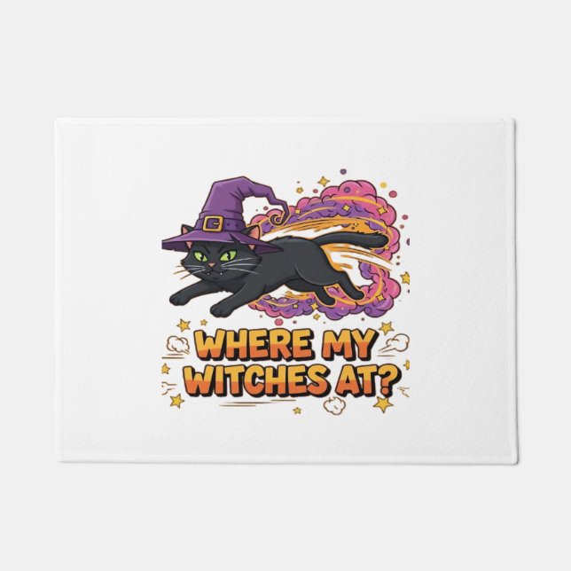 witches black cat Classic T-Shirt Doormat (Front)