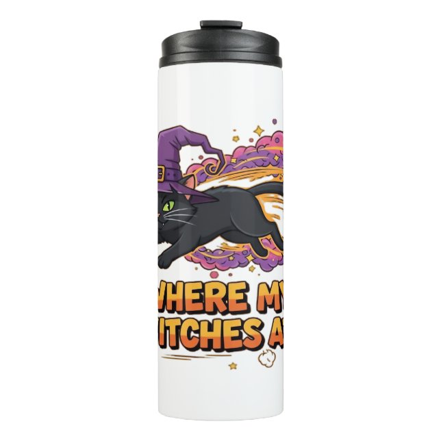 witches black cat Classic T-Shirt Thermal Tumbler (Front)