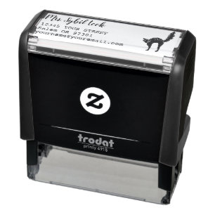 Witches Black Cat Custom Name Return Address  Self-inking Stamp