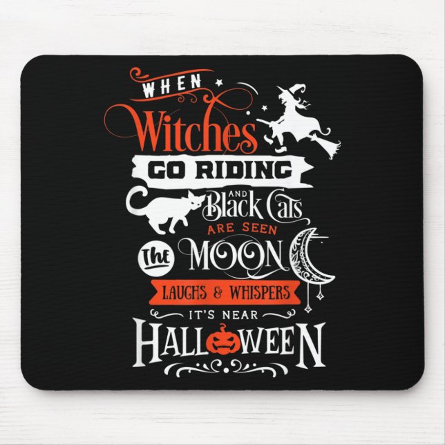 Witches Black Cats And Moon Halloween Mouse Pad (Front)