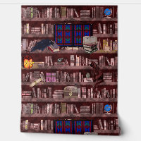 Witches Bookshelf With Grimoire Animals And Spells