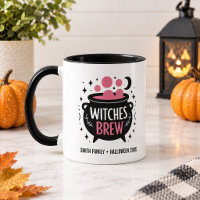 Witches Brew Cute Black and Pink Name Halloween