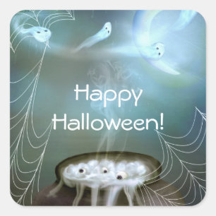 Witches Brew Ghostly Halloween Party Favour Square Sticker