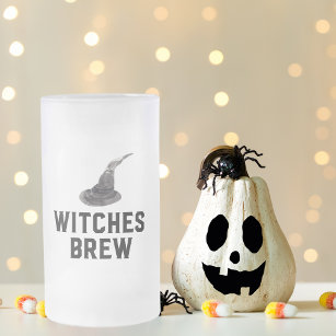 Witches Brew   Happy Halloween   Witches Hat Frosted Glass Beer Mug